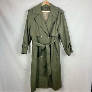 VINTAGE LUBA Olive Green Trench Coat Sz 6